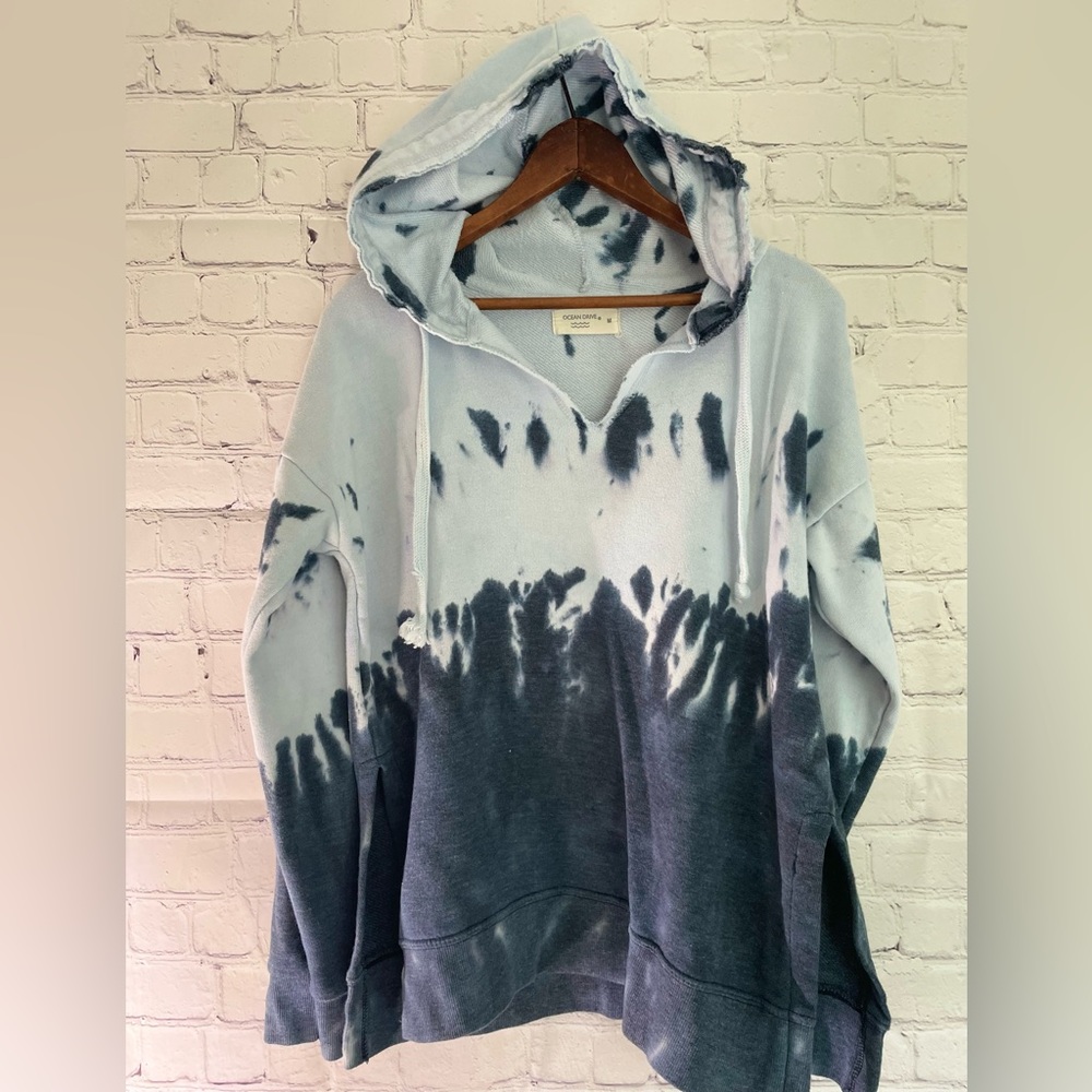 Ocean Drive Blue Tie Dye Hoodie After Swim Pull-on Women’s Medium